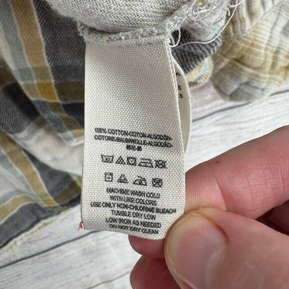 Free People Plaid Button Down 4 Pocket Shirt Womens XS Beige Tan - Picture 9 of 13